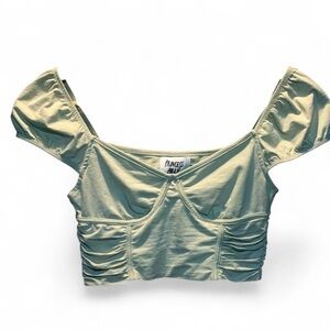Princess Polly Corset Style Crop Top Sage Green Size 2